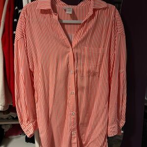Anne Cole Coral Stripe Shirt